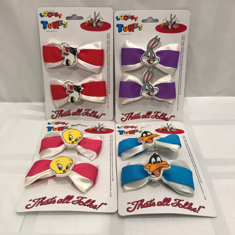 Vintage Looney Tunes Bugs Bunny & Gang Hair Bows & Barrettes